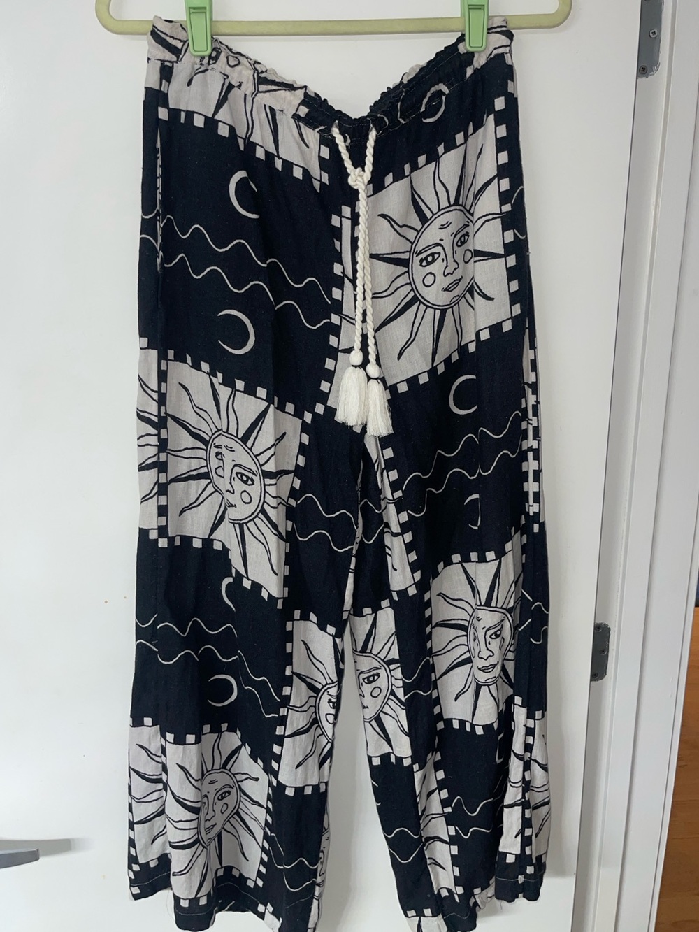 Anthropologie linen blend tigre indigo drawstring pants Sz XS- celestial!